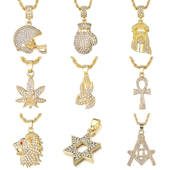 

YUZZ 2020 fashion Hip hop Necklace collection Man Punk exaggerated Pendant Necklace female collocation Rope chain Party Gift