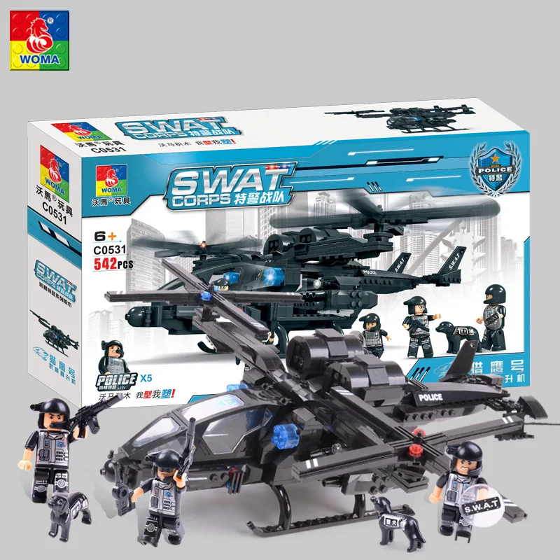 

Wma C0531 SWAT Series Falcon Helicopter Special Police Forces 6-9-12 Assembled Building Blocks Educational Toy