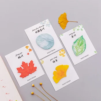 

2Pcs Kawaii Creative Leaf Sticky Notes Post Memo Pad Korean Stationery School Supplies Planner Stickers Paper Bookmarks