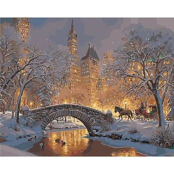 

YANXIN DIY Frame DIY Painting By Numbers Landscape Canvas Painting Kits Oil Painting Home Decor For Living Room 8312