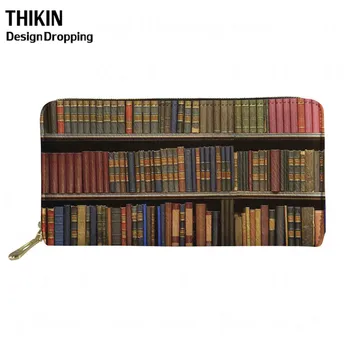 

THIKIN Womens Wallets and Purses Antique Book Pattern PU Leather Long Wallet Female Coin Pocket Purse for Card Holder Moneybag