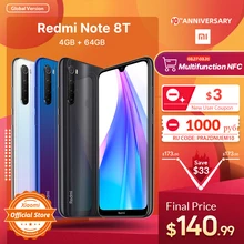 Global Version Xiaomi Redmi หมายเหตุ 8 T หมายเหตุ 8 T 4GB 64GB สมาร์ทโฟน NFC Snapdragon 665 48MP Quad กล้อง 4000mAh 18 วัตต์(China)