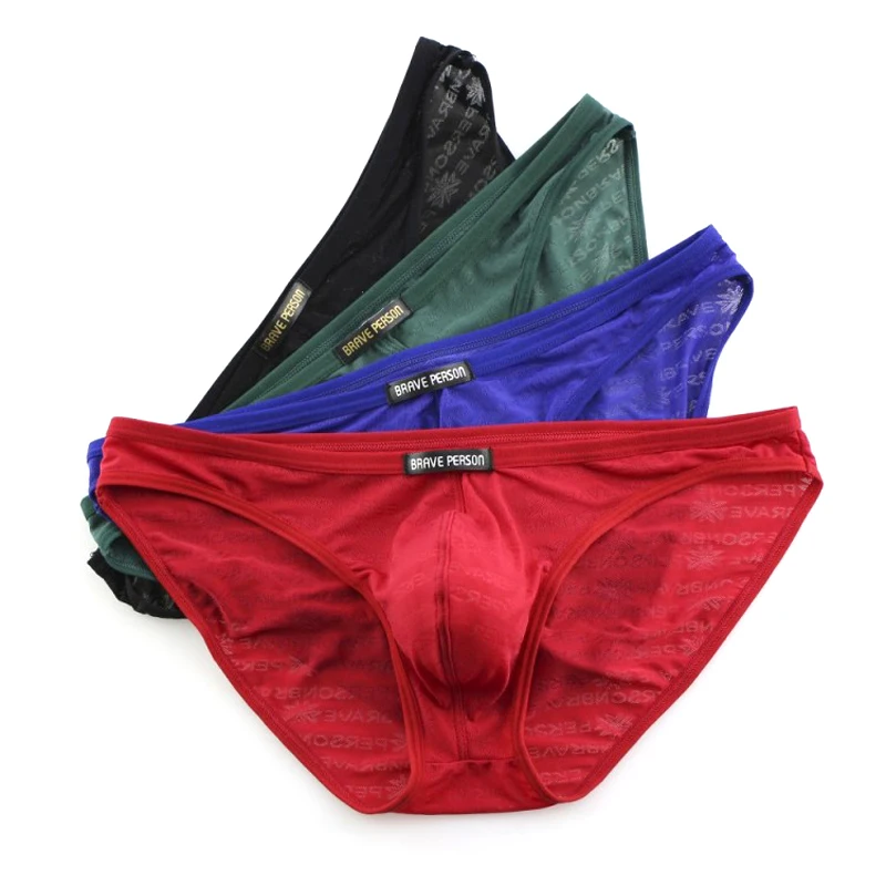 hot Brave Person Underwear Men's Briefs Transparent Mesh Sexy Underpants men's printed briefs jockstrap gay