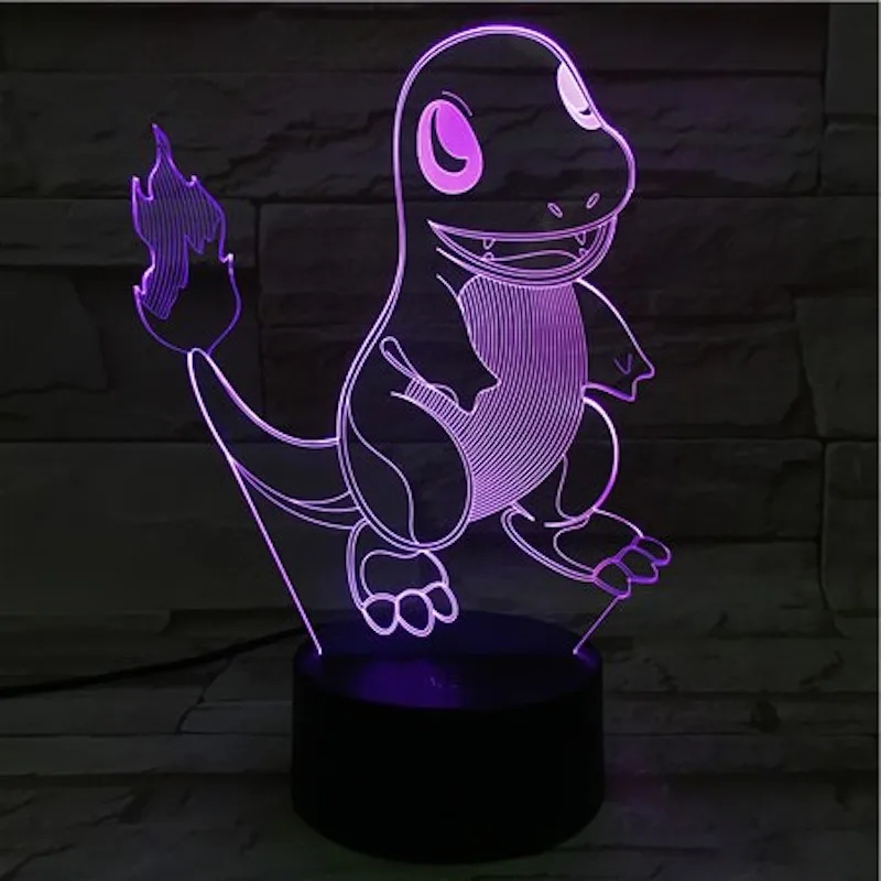 Pokemon Go Charmander рисунок детский Ночной светильник светодиодный сенсорный датчик атмосферная декоративная лампа подарок спальня прикроватная лампа Charmander