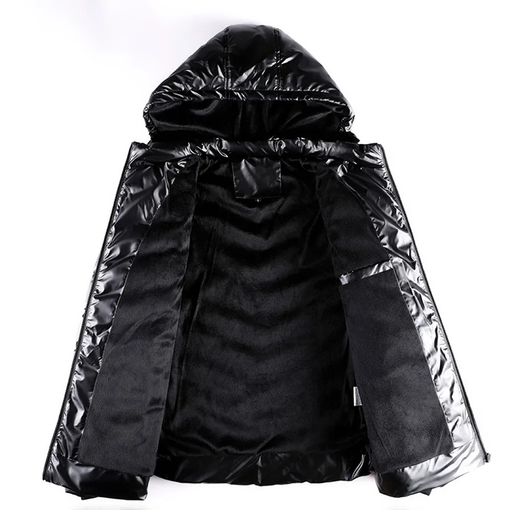 Men Casual Winter Solid Warm Sportwear Zipper Long Sleeve Hooded Jacket Male Outwear Tracksuit Coat Outwear Tops