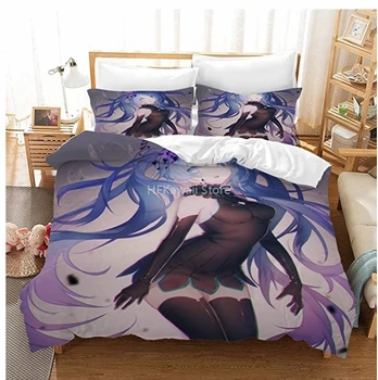

Anime Hatsune Miku 3d Bedding Set Boys Girls Children Cartoon Pillowcase Duvet Cover Set Single Twin Full Double Queen King Size