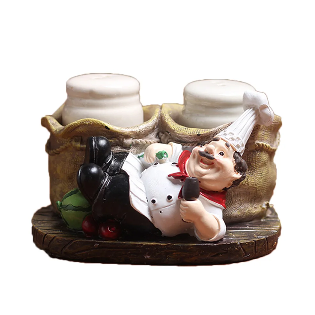 Crafts Chef Statue Salt Pepper Bottle Holder Statue Pepper Bottle Holder