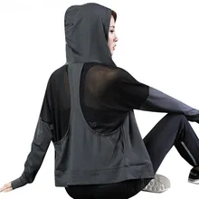 Сексуальная спортивная куртка для бега, спортзала, Женская Спортивная толстовка с капюшоном, сетчатая трикотажная одежда для йоги, спортивные куртки с капюшоном для бега, спортзала, отдыха, спорта, пальто