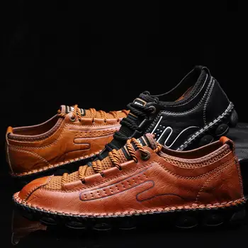 

2020 new product large size men's soft bottom casual sports shoes leather breathable mesh shoes summer flying woven shoes men