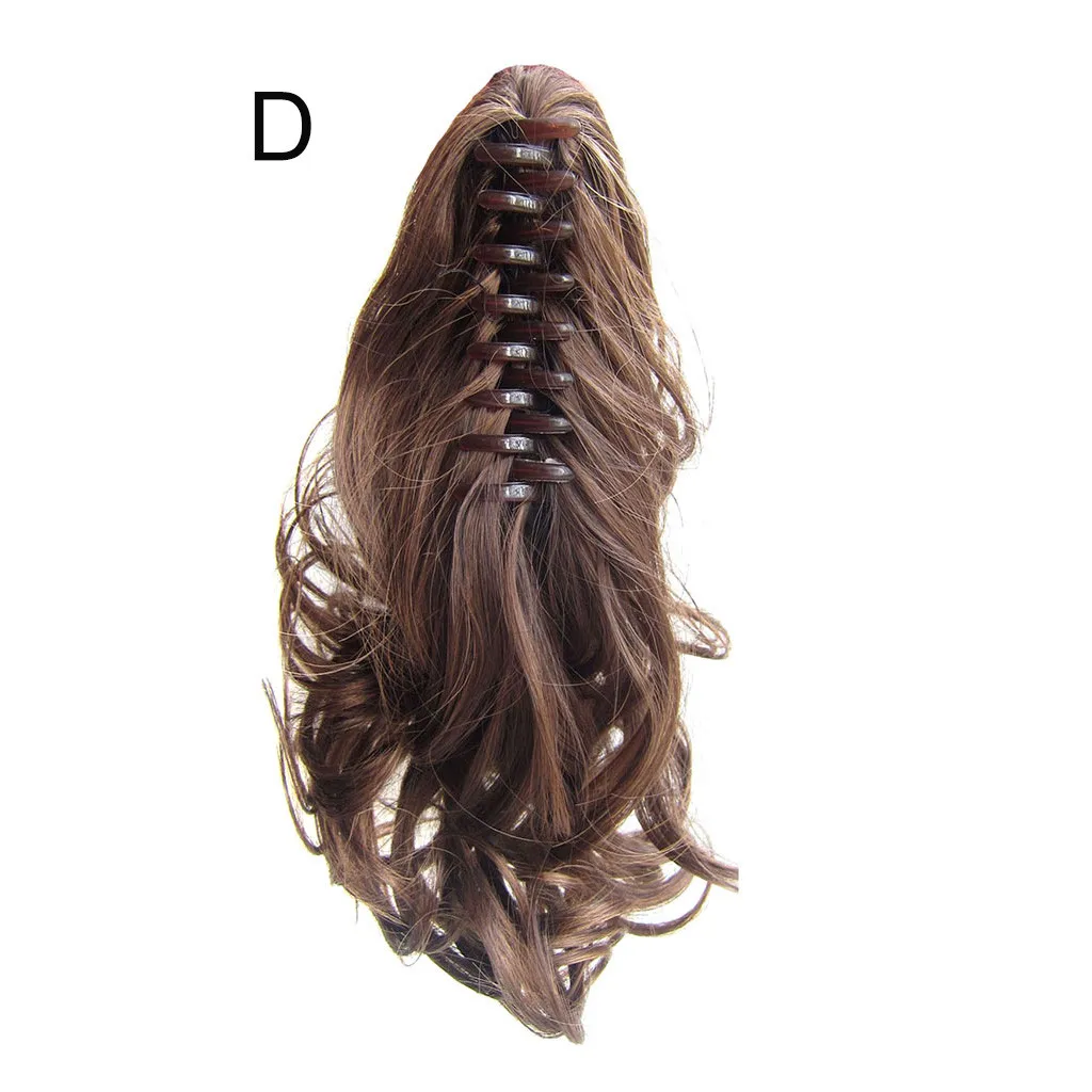 На синтетических заколках пучок волос резинки для волос длинные волосы пучок парик конский хвост матовая высокая температура шелковое волокно коготь клип 17 дюймов
