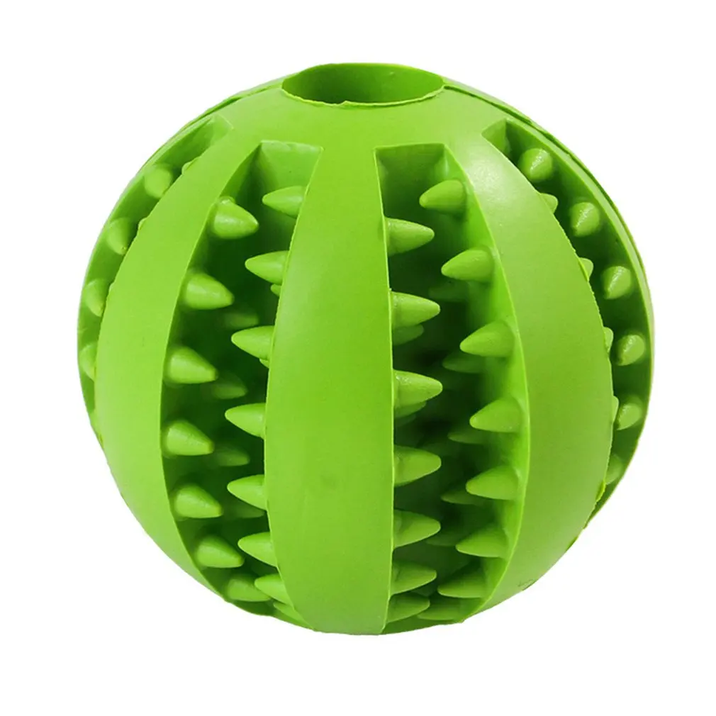 green Собака жевательные игрушки Экстра-жесткий резиновый мяч игрушка забавный интерактивный эластичный шарик собака жевательные игрушки для собаки зуб чистый шар еды - Цвет: green