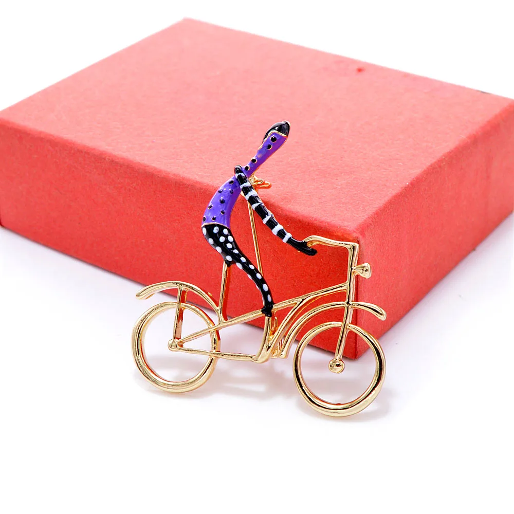 CINDY XIANG Enamel Ride Bike Brooches for Women Fashion Creative Design Jewelry 3 Color Avaible High Quality New