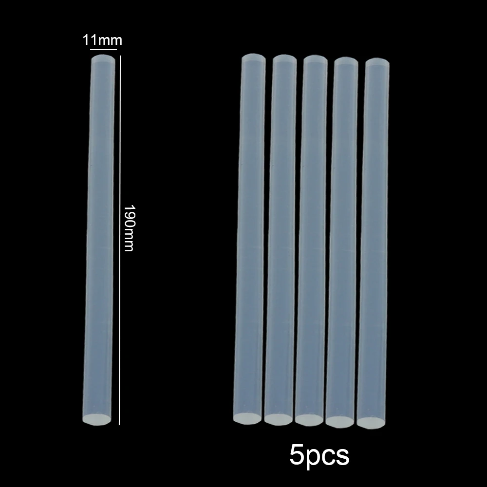 Adhesivo de fusión en caliente transparente, barra de pegamento de silicona  de 11mm y 7mm, alta viscosidad, fortalece la adherencia, 10/50 unidades