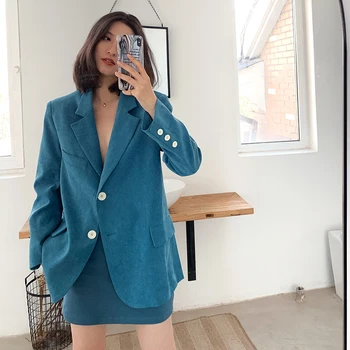 

Jacket women 2020 autumn soft quality anti-wrinkle vintage single breasted blazer for women blazer feminino