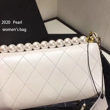 

2020 New Women Pearl Shoulder Bag High Quality Genuine Leather Handbags Luxury Bag Women Designers Crossbody Fashion Chain Bag