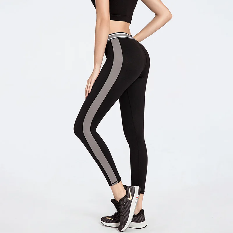 Seamless Sports Fitness Yoga Leggings Ladies Yoga Pants Striped Contrast Color Stitching High Waist Tight Abdomen Sports Pants Seamless Sports Fitness Yoga Leggings Ladies Yoga Pants Striped Contrast Color Stitching High Waist Tight Abdomen Sports Pants