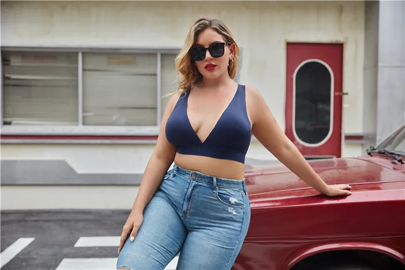 Description Picture 6 of itemFINETOO Plus Size Women Cropped Top Female Bra S-XL V-Neck Girls Lingerie Active Bras Sexy Woman's Underwear Push Up Tube Tops