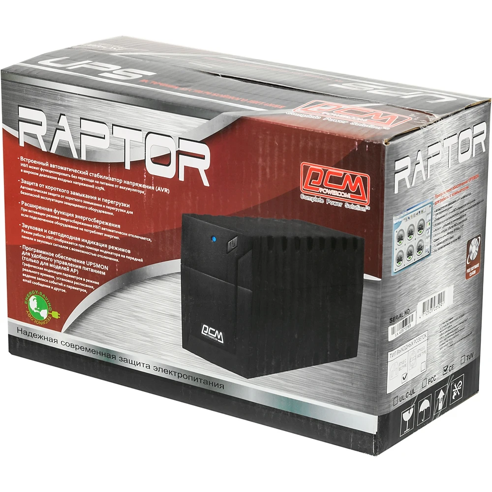 Источник бесперебойного питания Powercom Raptor RPT-600AP 360Вт 600ВА черный