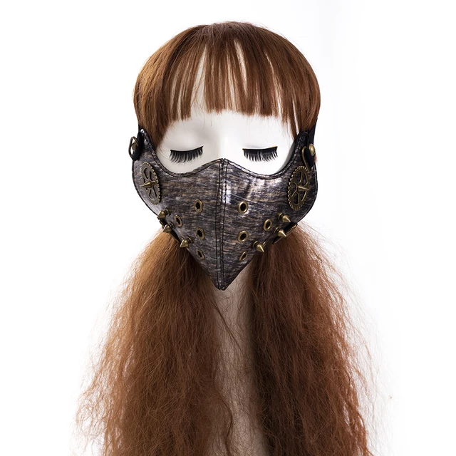 Frauen Männer Vintage Gothic Steampunk Herren Maske Gold leder Goth Cosplay