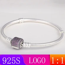 LISM [ ] S925 серебро Зима Новинка 1: 1 фиолетовый циркон Пряжка браслет Мода леди подарок DIY оригинальные ювелирные изделия