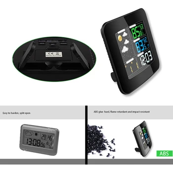 

Digital Thermometer ABS Snooze Function Wireless Sensor Household Supplies Indoor Outdoor With Bracket Desktop Weather Clock