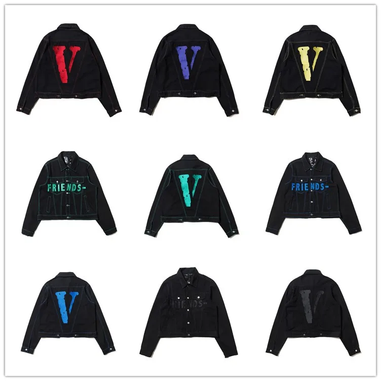 

Autumn & Winter High Street Popular Brand Men And Women Couples Cowboy Lettered Large V Embroidered Jacket-Style Coat