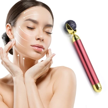 

Electric Jade Roller Slimming Face Massage Lifting Vibrating Natural Amethyst Jade Stone Facial Beauty Tool with Box