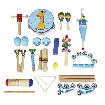 

22pcs Toddler Musical Instruments Wooden Percussion Musical Toys Set Rattle Shaker Party Children Gift Toy