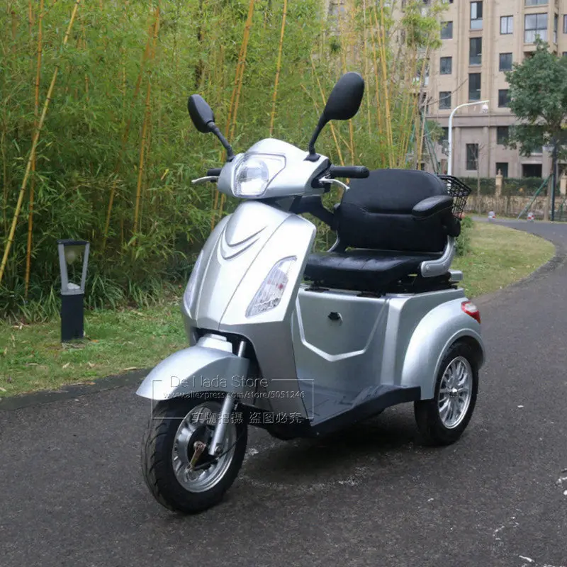 Silver Для взрослых мужчин и женщин, fatbike, трехколесный мотоцикл, 3 колеса, мото велосипед, электрический мобильный скутер с корзиной для пожилых людей - Цвет: Silver