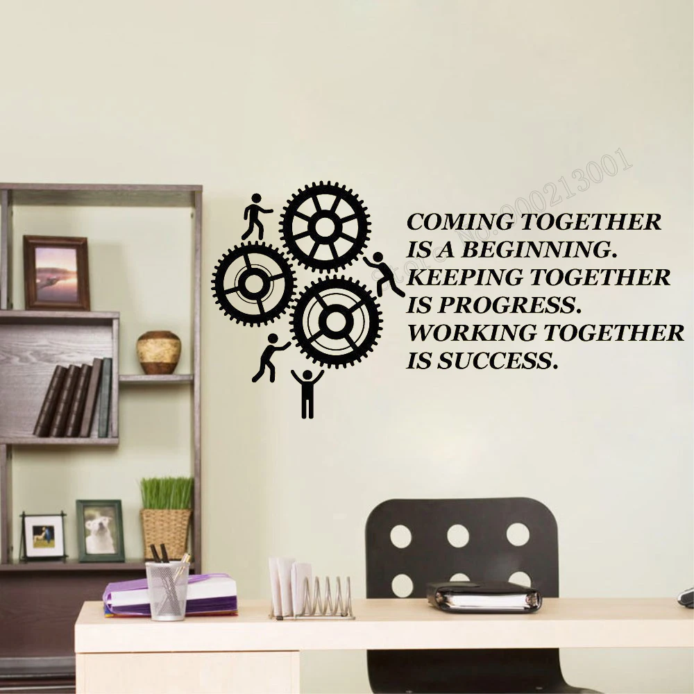 Art Wall Sticker Team Work Is The Key TO Success Decoration Office Decor Room Poster Vinyl Removeable Mural LY84 | Дом и сад