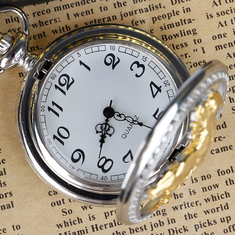 Silver Gold Hollow Running Horse Quartz Pocket Watch Necklace Men Women Gifts With Fob Chain