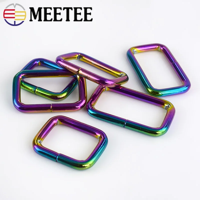 Meetee 4pc 26/33/38mm Metal Square D Ring Adjust Web Strap Buckles Bag Clasp Hang Hook DIY Luggage Hardware Accessories BF228|Пряжки и