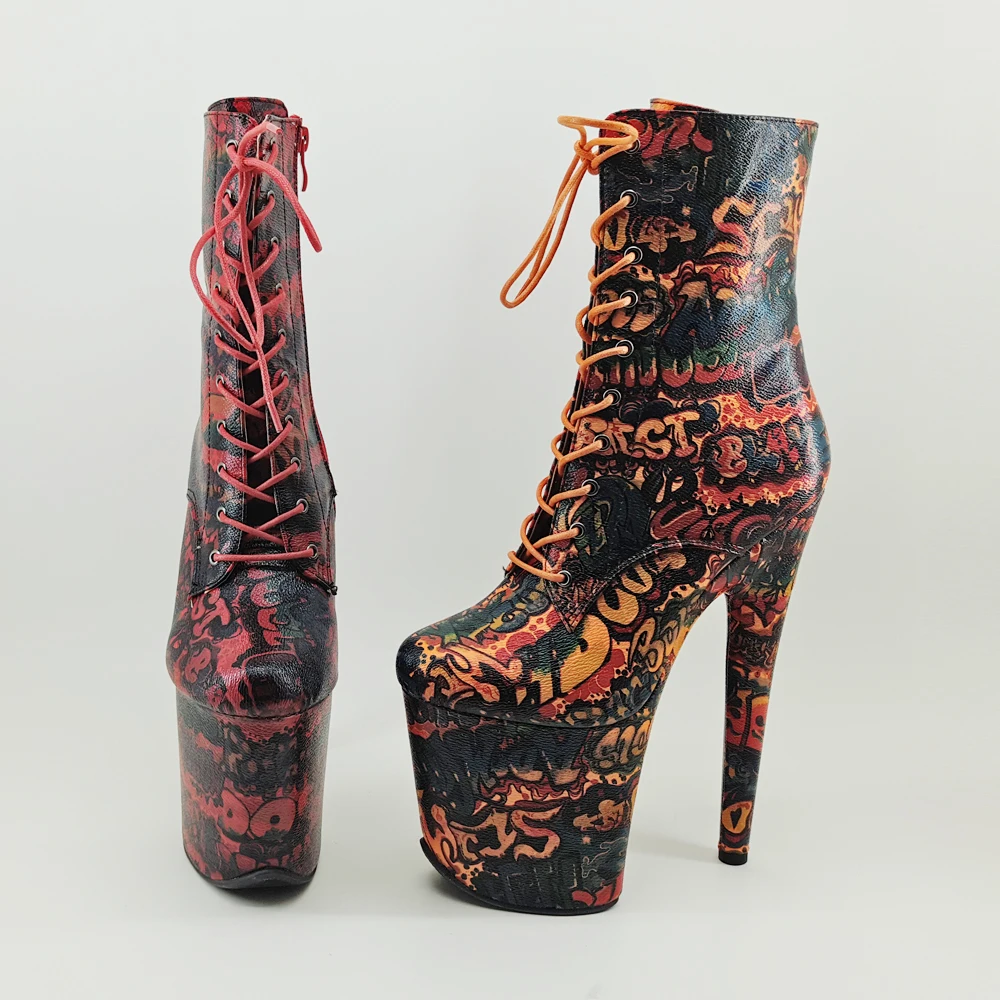 Leecabe/красная обувь для танцев на шесте из искусственной кожи 20 см/8 дюймов ботинки на платформе с высоким каблуком ботинки для танцев на шесте с закрытым носком