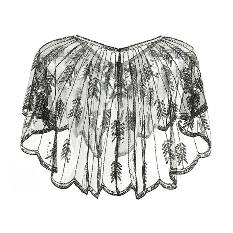 Женская шаль 1920 s, блестящая, с металлическими блестками, вечерняя накидка, свадебное болеро
