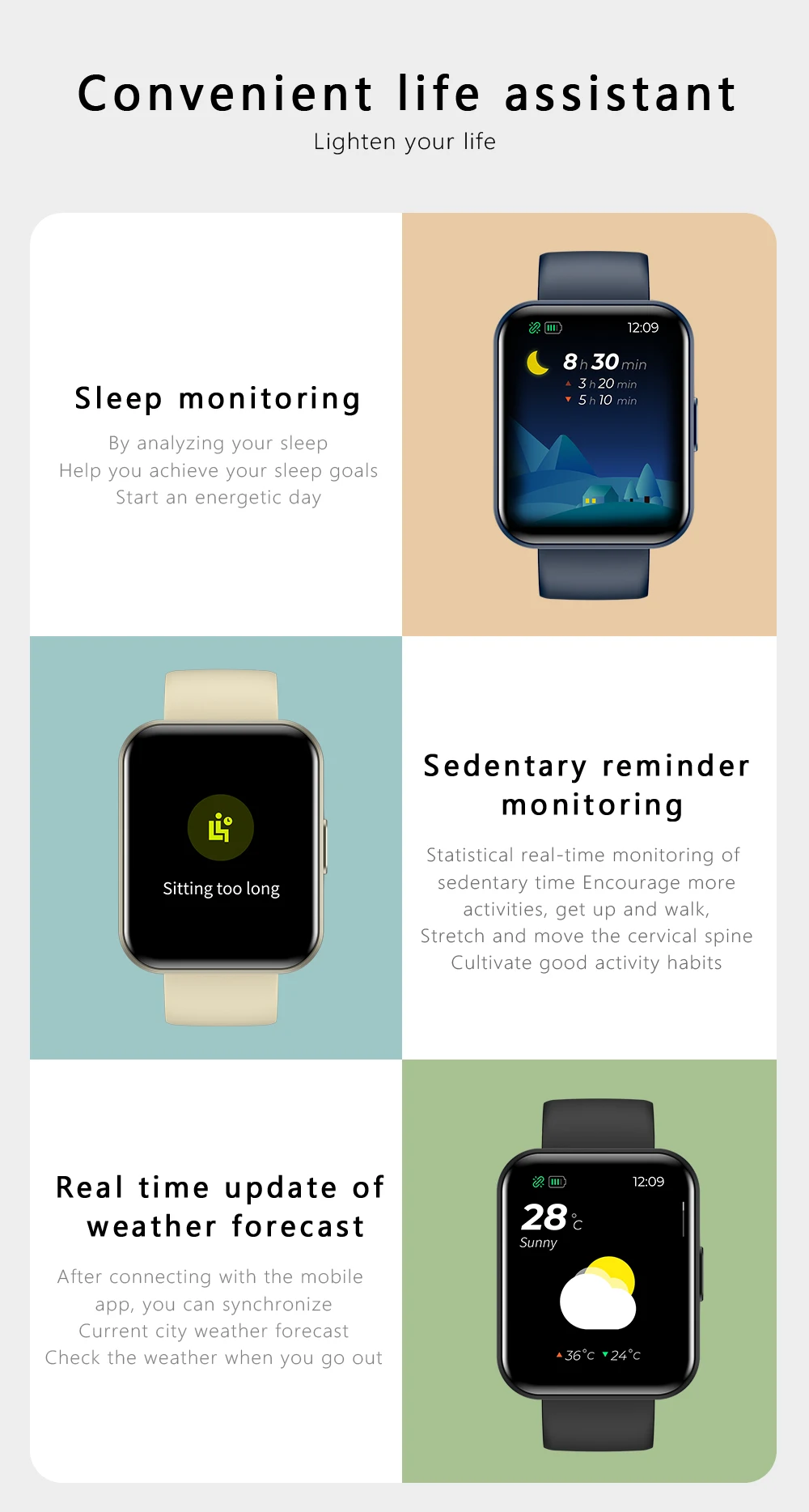 E21 Bluetooth Smart Watch Men Women Blood Pressure Heart Rate Monitor Sport Smartwatch Fitness Tracker PK Xiaomi Redmi Watch 2