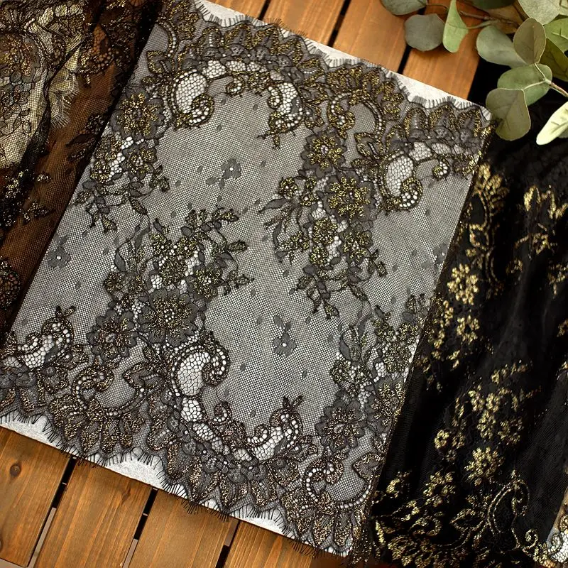 Lace Fabric Lace Garment Accessories Lace Sewing Supplies Lace Accessories Lace Sewing Accessories 3meters long European style lace eyelash accessories lace handmade DIY clothing wedding fabric gold thread