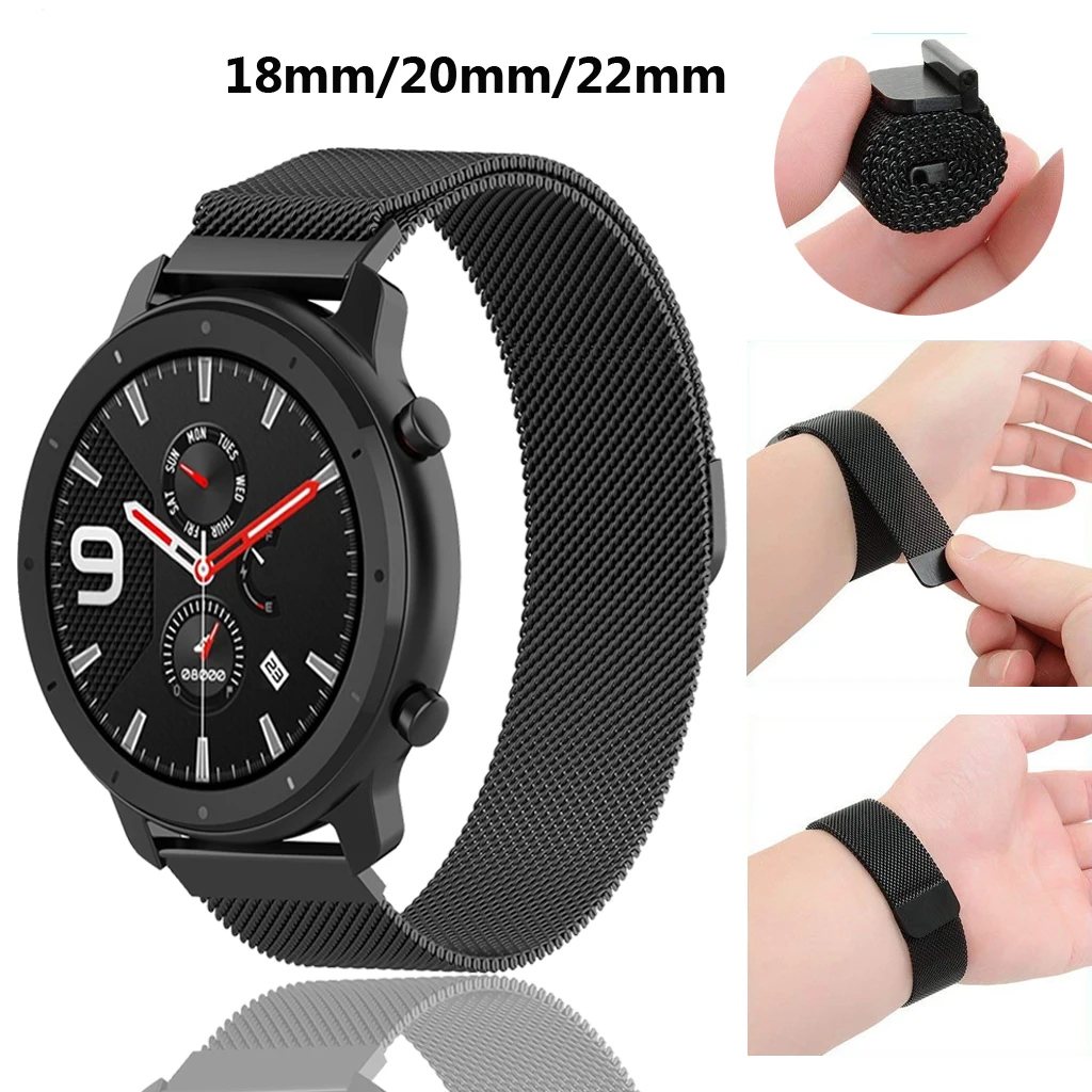 Нержавеющая металлическая петля для Xiaomi Huami AMAZFIT Bip ремешок 20 22 мм Amazfit GTR 47 Stratos 2 2s