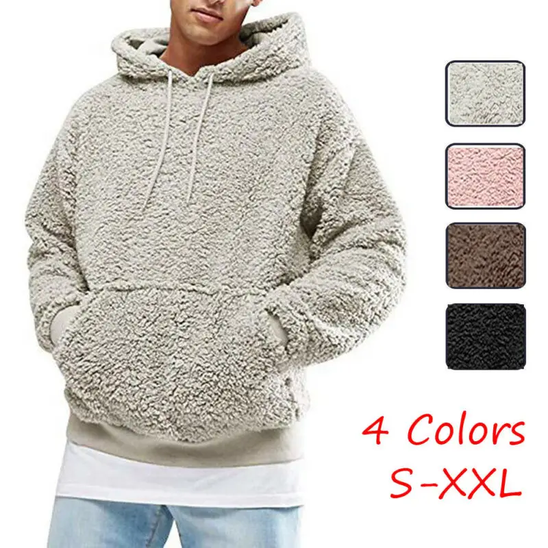 Winter Men Warm Faux Fur Teddy Bear Hoodie Hooded Sweatshirt Casual Solid Fleece Plush Autumn Pullover Tops Winter Men Warm Faux Fur Teddy Bear Hoodie Hooded Sweatshirt Casual Solid Fleece Plush Autumn Pullover Tops