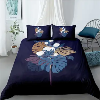 

2020 Hot Sale New Products Plant Flowers Print Bedding Sets High Quality Duvet Cover Set Queen/Twin/King Size