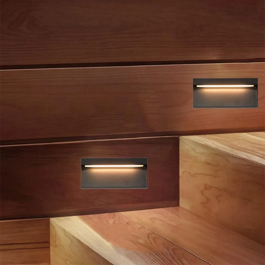 Montaż powierzchniowy światła schodowe LED lampa włączająca się podczas ruchu narożna lampa Footlight Indoor Outdoor wodoodporna lampa schodowa krok AC85-265V NR-235