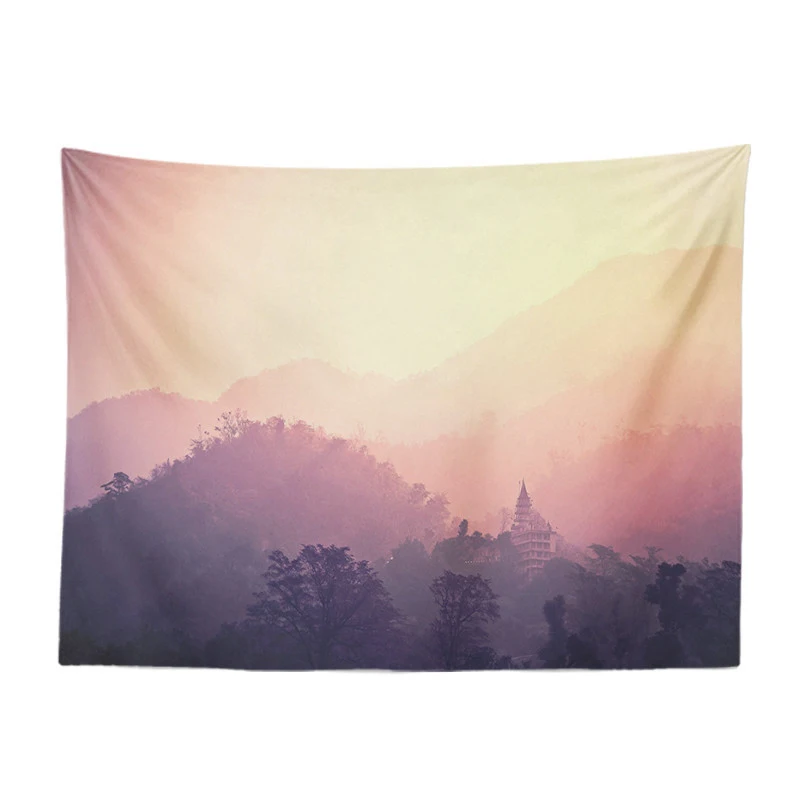 

Hearty And Beautiful Scenery Tapestry Mountain Woods Road Swamp Living Room Decoration Wall Hanging Tree Moon Polyester Blanket