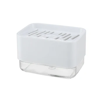 

2 In 1 Kitchen Sink Organizer Countertop Storage Detachable Sponge Holder Dish Washing Hand Pump Soap Dispenser Liquid Tidy