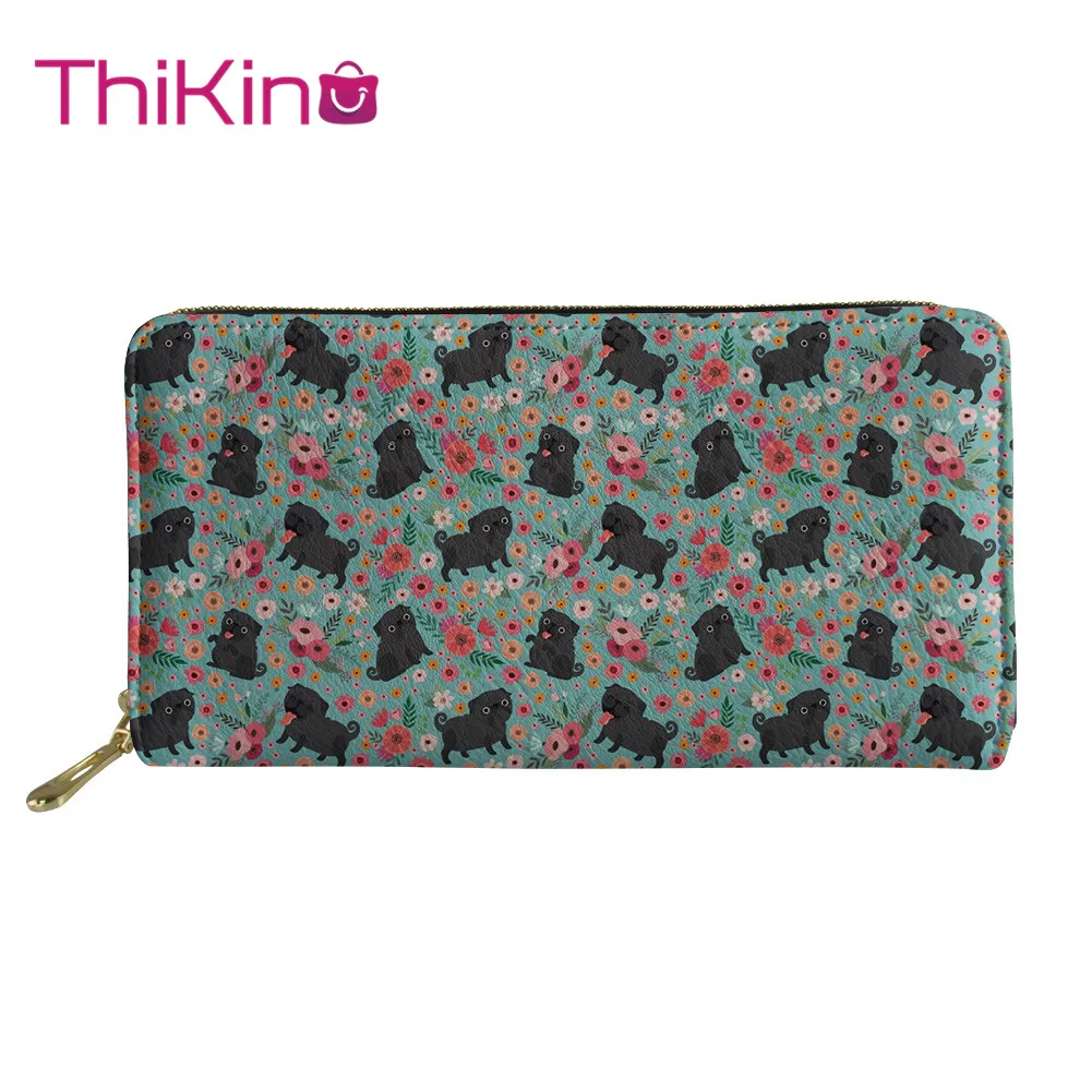 

Thikin Flowers Pattern Long Wallets Zipper Phone Bag Card Holder for Pink Girls Clutch Purse Carteira Handbags Notecase 2019