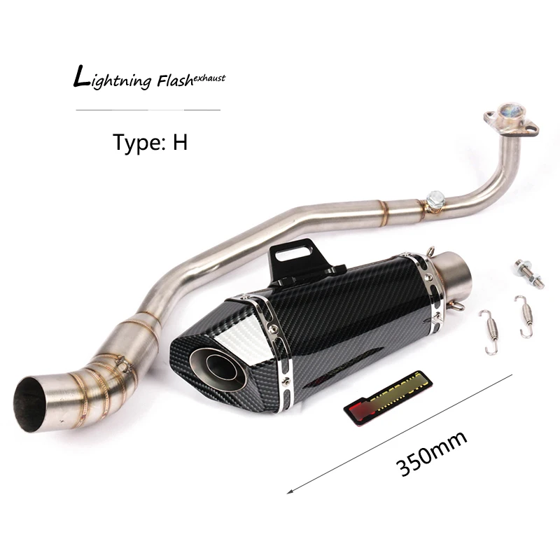 Full Exhaust System for Kawasaki Z125 Pro Motorcycle Header Link Pipe Slip On 51 mm Muffler Rear Escape Removable Db Killer Tips