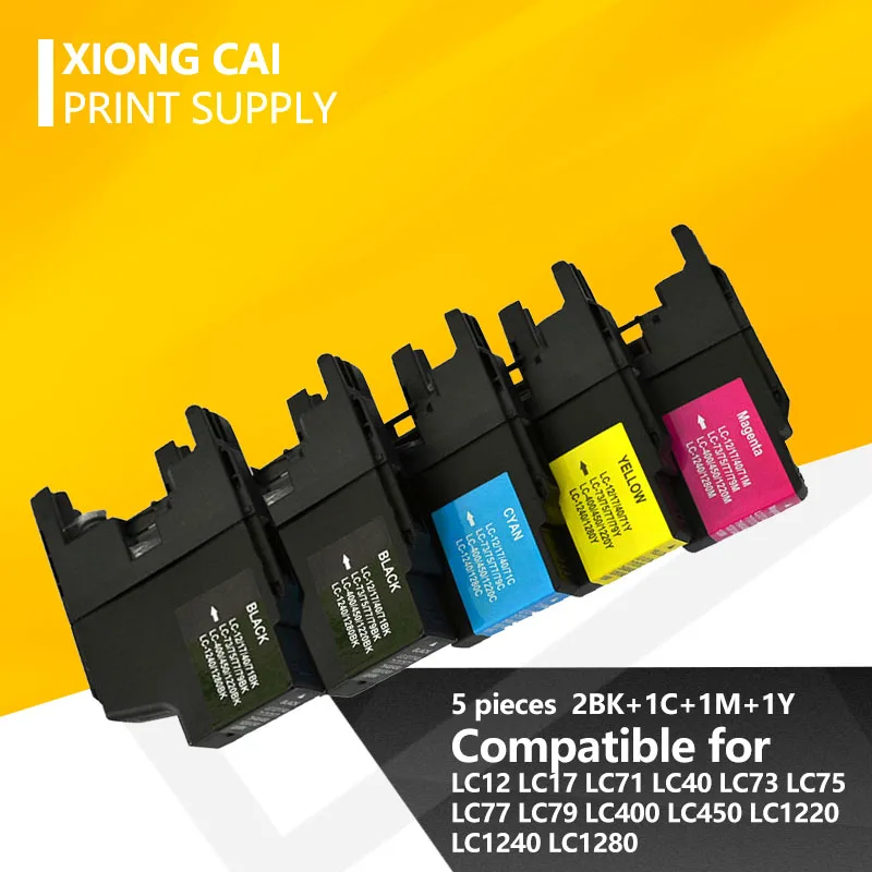 Картриджи совместимые 5 шт. для принтеров Brother MFC J6510DW J6710 J6910DW LC12 LC40 LC71 LC73 LC75 LC400 LC1220