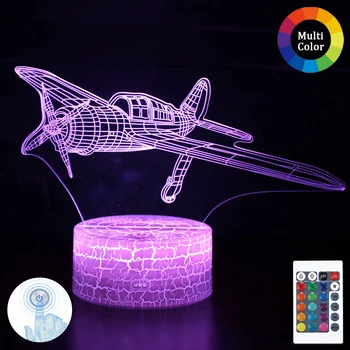

Fighter raptor 3d phantom children remote control night light bedroom decoration lamp child birthday gift night light G21