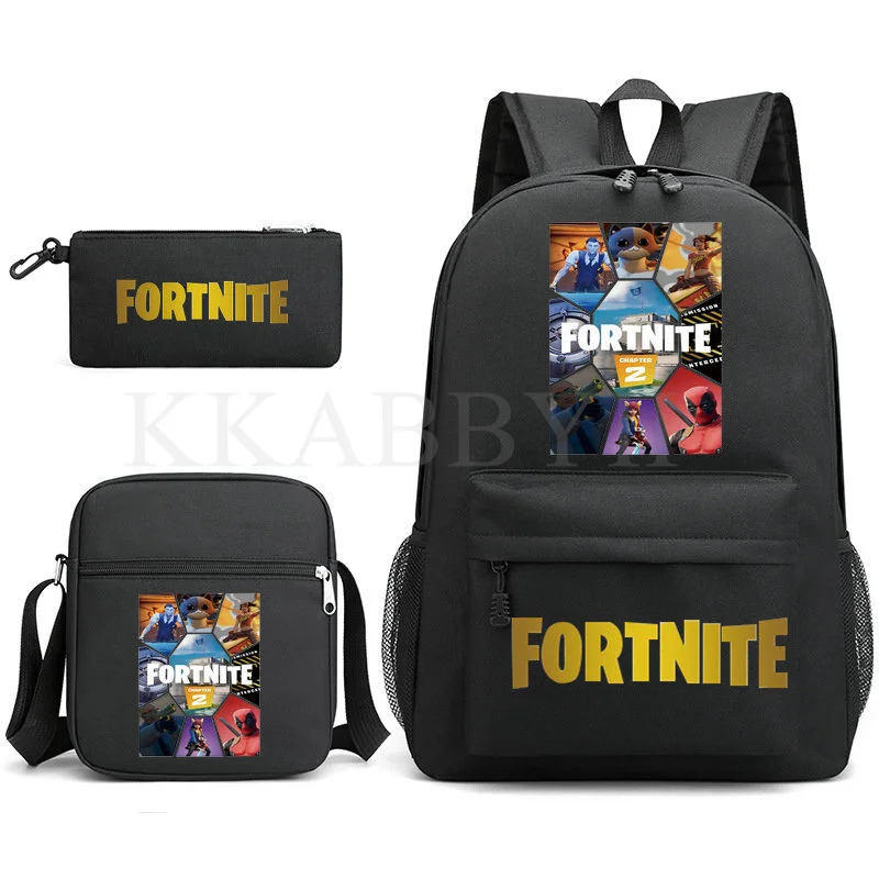 Детский рюкзак Fortnites 3 шт./компл., школьная сумка для девочек и мальчиков, рюкзак с медведем для студентов, сумка для ноутбука, повседневная дорожная сумка для подростков