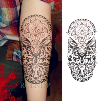 

Waterproof Temporary Tattoo Sticker Sheep head Totem Fake Tatto Flash Tatoo Back Leg Arm belly big size tato for Women girl Men