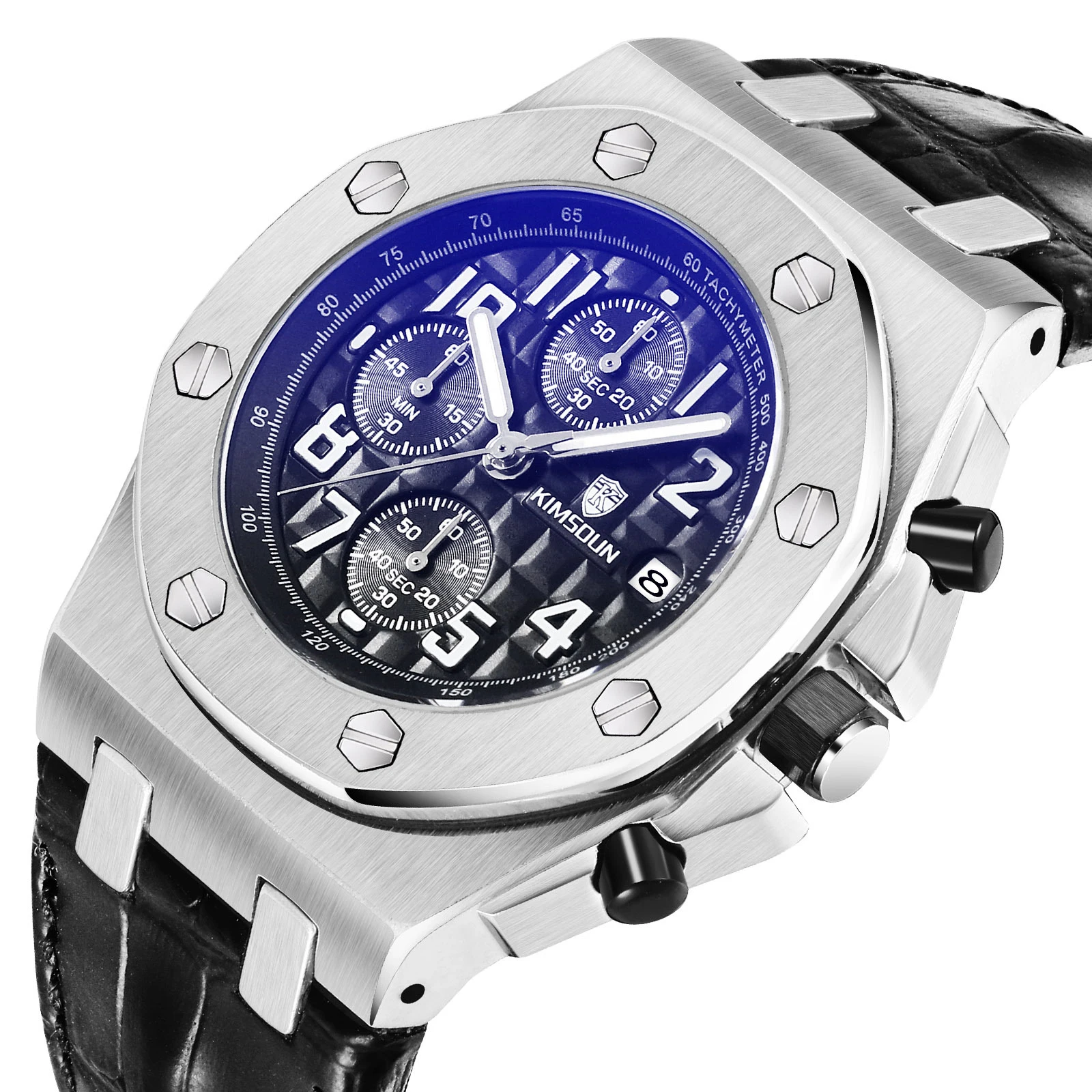 

Switzerland Royal Rolexable Japan MIYOTA quartz watch three-eye multi-function timing leather waterproof calendar montre homme
