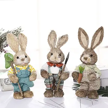 

Cute Straw Rabbit Bunny Easter Decorations Holiday Home Garden Wedding Ornament